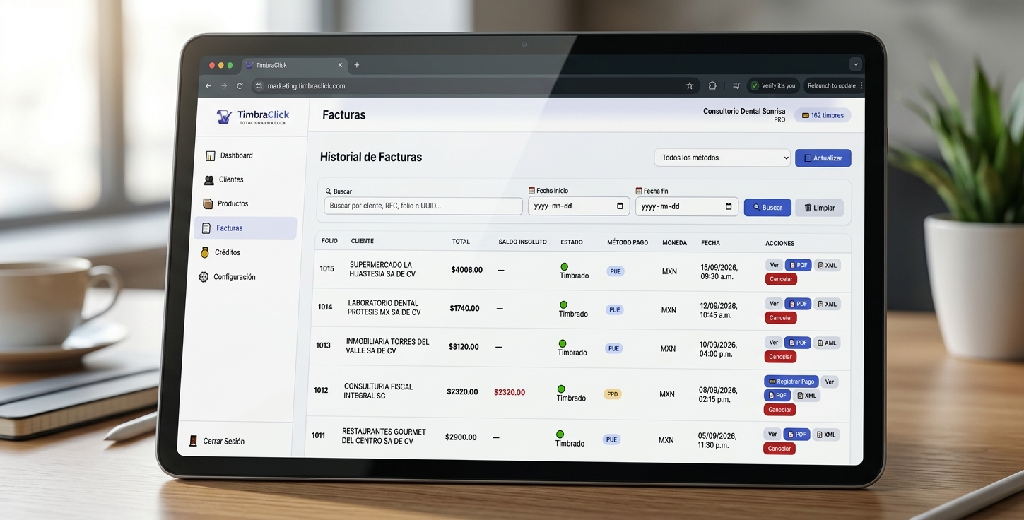 TimbraClick en tablet